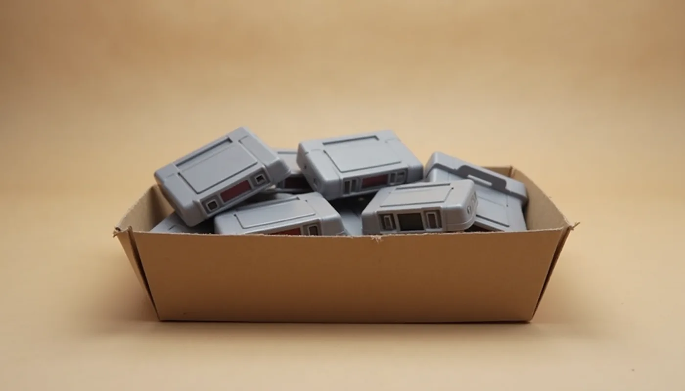 Cagette en carton remplie de cartouches en vrac
